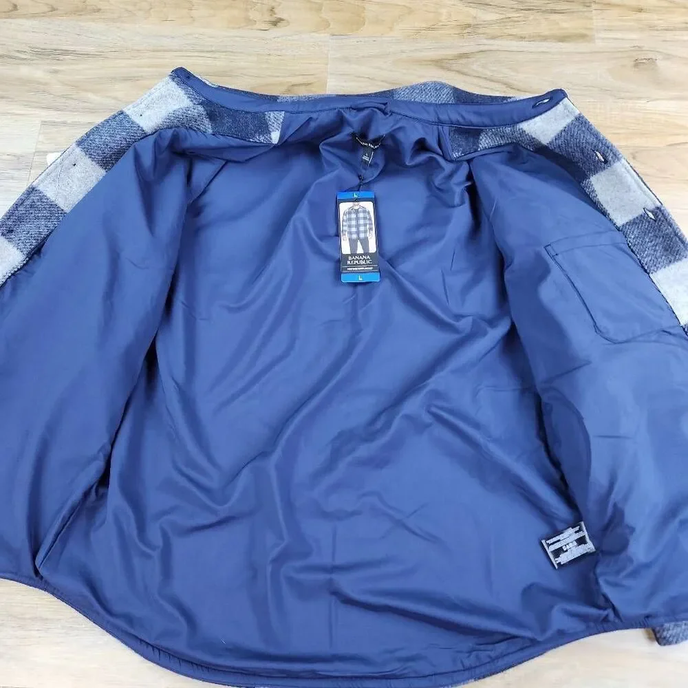 🩵NWT Banana Republic Blue Downtown Plaid Heritage Jacket Men's Large